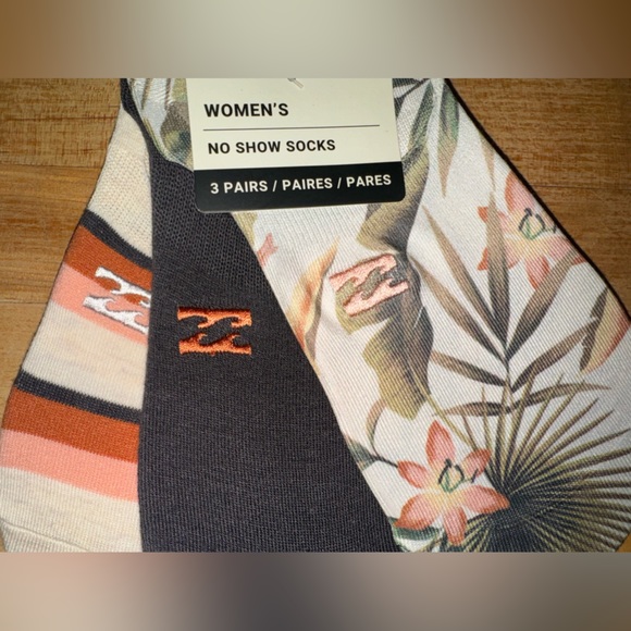 Billabong No show socks 3 pack Size 4-10 - Picture 5 of 5
